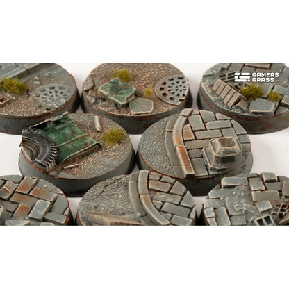 Gamers Grass Battle Ready Bases Urban Warfare Round 28mm x8
