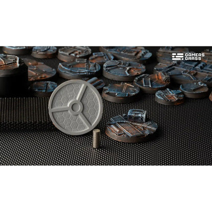 Gamers Grass Battle Ready Bases Spaceship Corridor Round 40mm x5