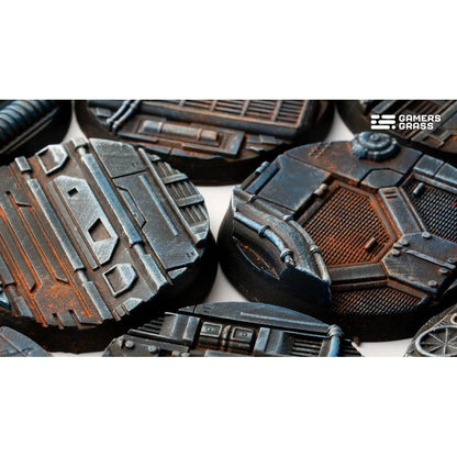 Gamers Grass Battle Ready Bases Spaceship Corridor Round 40mm x5