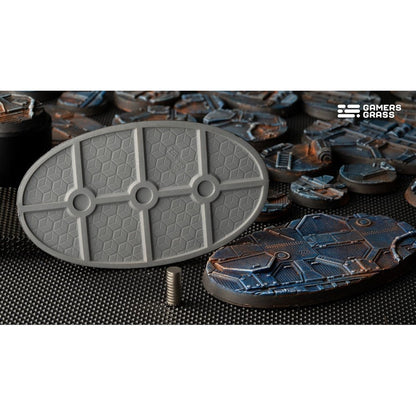 Gamers Grass Battle Ready Bases Spaceship Corridor Oval 90mm x2