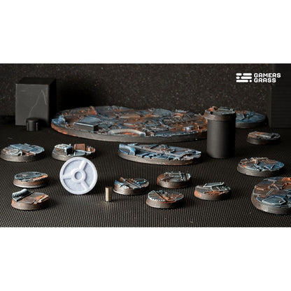 Gamers Grass Battle Ready Bases Spaceship Corridor Round 28mm x8