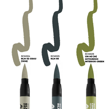 AK Interactive RC Markers Wwii Axis Aircraft Cockpit Colors Set 3 Real Colors Markers