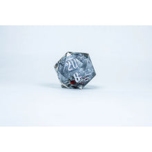 Sirius Dice Silver Ink Silver Glitter Red and Green Snowflakes D20 Snow Globe