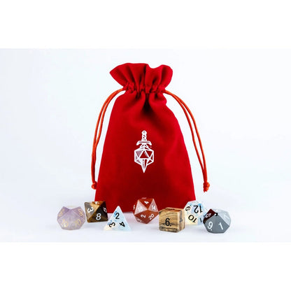 Fanroll: Small Velvet Dice Bag: Red w/ Gold Satin