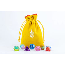 Fanroll: Small Velvet Dice Bag: Gold w/ Red Satin