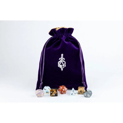 Fanroll: Large Velvet Dice Bag: Purple w/ Gold Satin