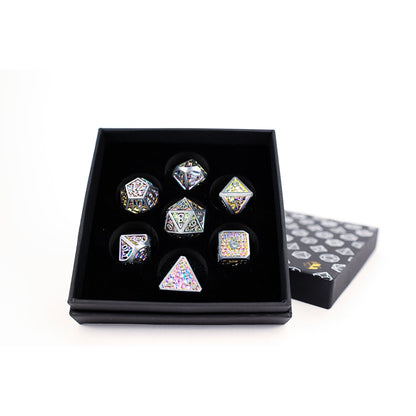 LPG Dice RPG Set Draco Bright Rainbow/Silver