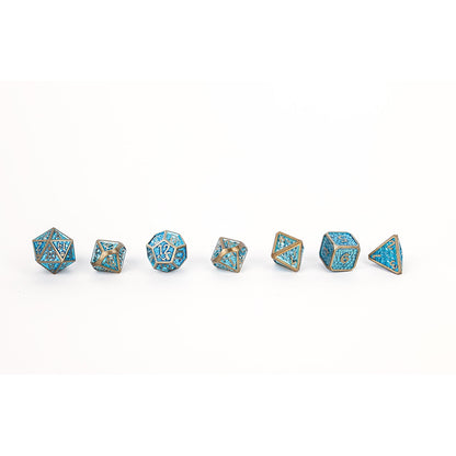 LPG Dice RPG Set Draco Bright Blue/Brass