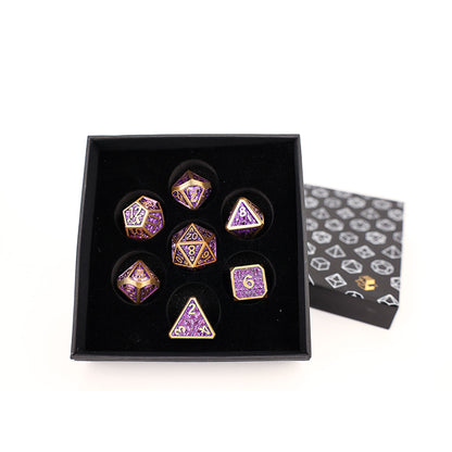 LPG Dice RPG Set Draco Bright Purple Brass