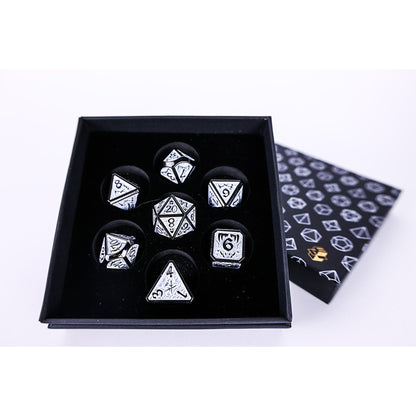 LPG Dice RPG Set Draco Dark Light Blue/Silver