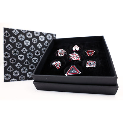 LPG Dice RPG Set Concentric Black/Red/Silver