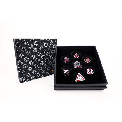 LPG Dice RPG Set Concentric Black/Red/Silver