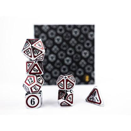 LPG Dice RPG Set Concentric Black/Red/Silver