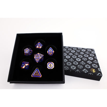 LPG Dice RPG Set Concentric Blue/Black/Brass