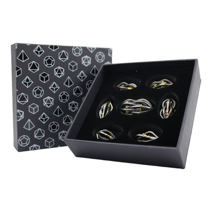 LPG Dice RPG Set Hollow Elliptic Black and Gold