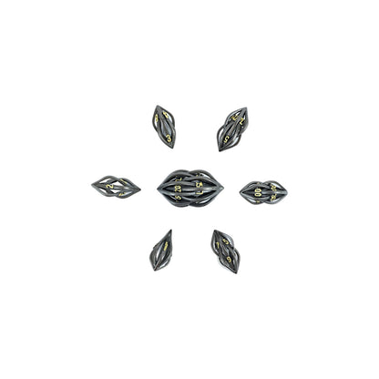LPG Dice RPG Set Hollow Elliptic Black and Gold