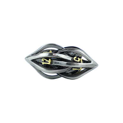 LPG Dice RPG Set Hollow Elliptic Chrome and Gold