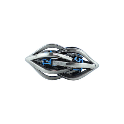 LPG Dice RPG Set Hollow Elliptic Stainless and Blue