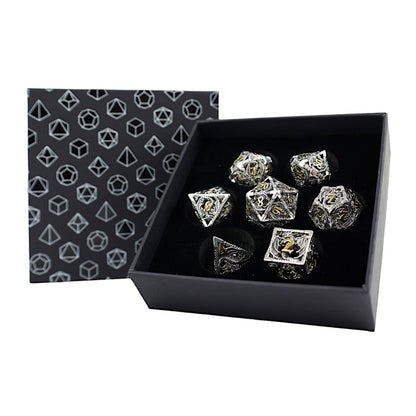 LPG Dice RPG Set Hollow Dragon Chrome and Gold
