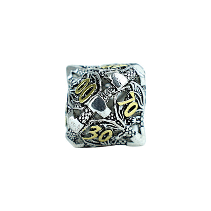 LPG Dice RPG Set Hollow Dragon Chrome and Gold