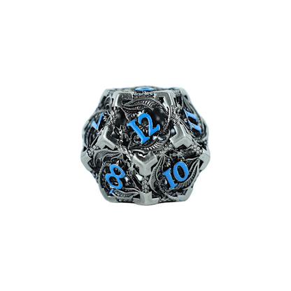LPG Dice RPG Set Hollow Dragon Stainless and Blue