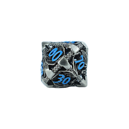 LPG Dice RPG Set Hollow Dragon Stainless and Blue