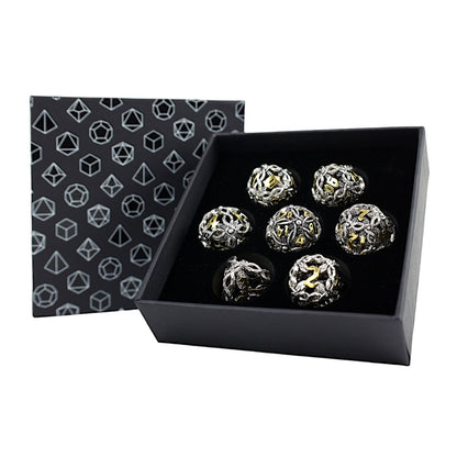 LPG Dice RPG Set Hollow Vines Chrome and Gold