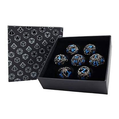 LPG Dice RPG Set Hollow Vines Stainless and Blue