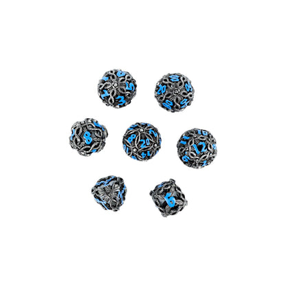 LPG Dice RPG Set Hollow Vines Stainless and Blue