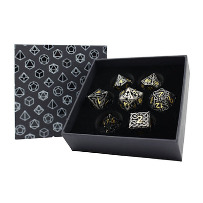 LPG Dice RPG Set Hollow Celtic Black and Gold