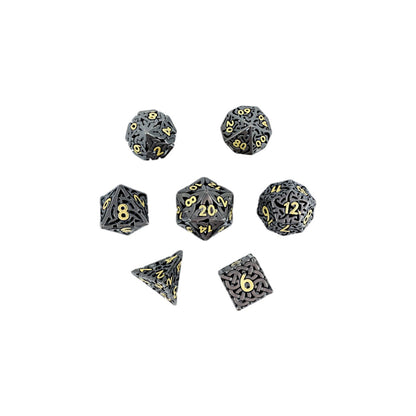 LPG Dice RPG Set Hollow Celtic Black and Gold