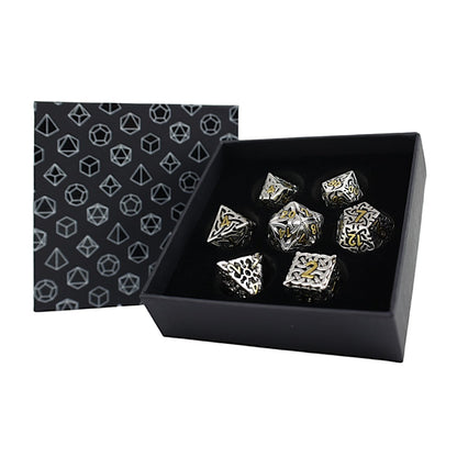 LPG Dice RPG Set Hollow Celtic Chrome and Gold