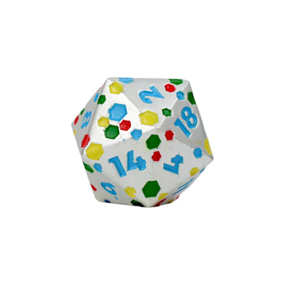 LPG Dice RPG Set Inscripted Hex Rainbow White