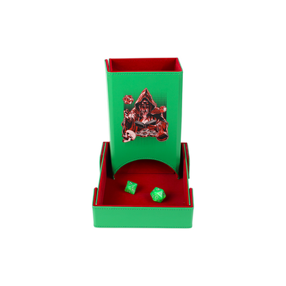 LPG Essentials Dice Tower and Mat Teal / Crimson