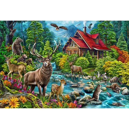 Cobble Hill 2000 Piece Puzzle - Red-Roofed Cabin