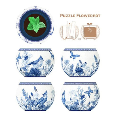 Puzzle 3D Flowerpot Oriental Birds