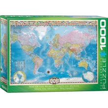 Puzzle Map Of The World W/Flags 1000P