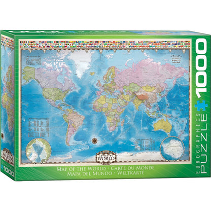 Puzzle Map Of The World W/Flags 1000P