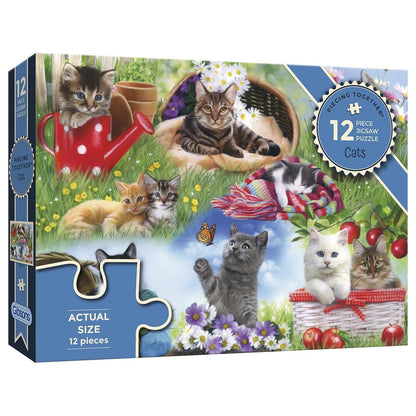 Puzzle Piecing Together Cats 12Pc