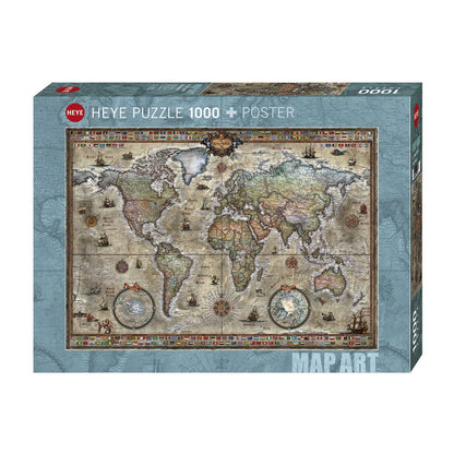 Puzzle Map Art Retro World 1000Pc