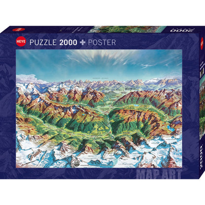 Puzzle Map Art Alpine Mtd Wld 2000Pc
