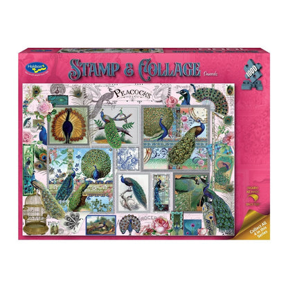 Puzzle Stamp & Collage Peacocks 1000