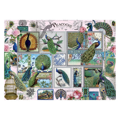 Puzzle Stamp & Collage Peacocks 1000