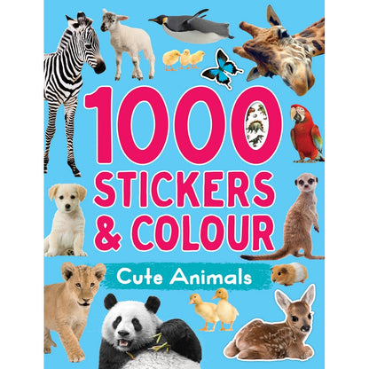 1000 Stickers & Colour Animals Book