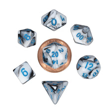 Fanroll By Metallic Dice Games MDG Mini Polyhedral Dice Set Blue Numbers- Marble