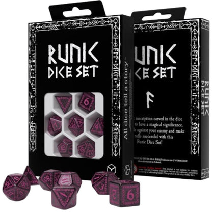 Runic Shimmering Black w Magenta - Dice Set 7