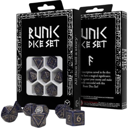 Runic Mixed Blue Gold - Dice Set 7