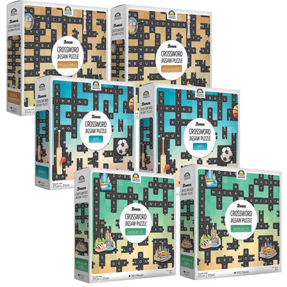 Bonza Crossword Jigsaw Puzzle CDU of 6 Assorted - Sport!, Australian Cities & Musical Instruments 100 Pieces