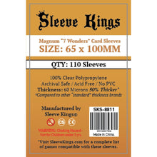 Sleeve Kings Board Game Sleeves Magnum "7 Wonders" 65mmx100mm 110 Sleeves Per Pack