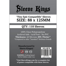 Sleeve Kings Board Game Sleeves "Tiny Epic Compatible" 88mmx125mm 110 Sleeves Per Pack
